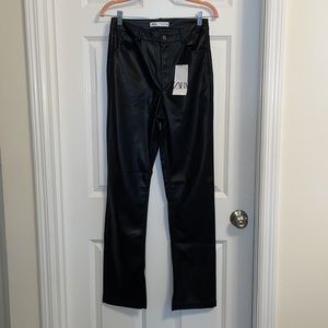 Zara Leather Pants with side slits